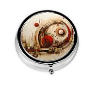 JKDGOJ Strange Patterns Pattern Round Mini Pill Box with 3 compartments for Pill Storage and Portable Travel