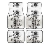 JKDGOJ Sunflower Sketch Prints Car Floor mats with Anti Slip Front and Rear are Suitable for Cars, Trucks and SUV