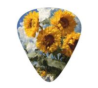 JKDGOJ Sunflowers on the clouds Pattern Guitar plectrum 12 pieces with three thickness plectrum combinations suitable for bass and ukulele