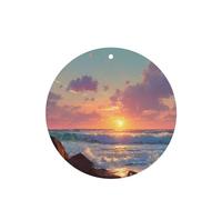 JKDGOJ Sunrise on the coast Pattern 6-piece Round Shape car air freshener with hanging type car accessories