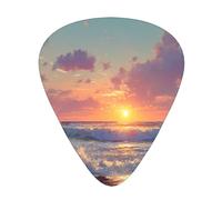 JKDGOJ Sunrise on the coast Pattern Guitar plectrum 12 pieces with three thickness plectrum combinations suitable for bass and ukulele