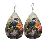 JKDGOJ Swallow in the flowers Pattern Water droplet pendant earrings and leather earrings, suitable as holiday birthday gifts for women