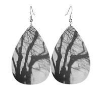 JKDGOJ Swinging tree shadow Pattern Water droplet pendant earrings and leather earrings, suitable as holiday birthday gifts for women