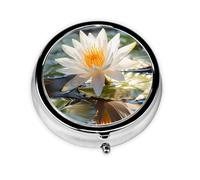 JKDGOJ Thailand's National Flower Pattern Round Mini Pill Box with 3 compartments for Pill Storage and Portable Travel