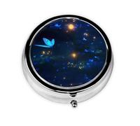 JKDGOJ The Darkness of Night Pattern Round Mini Pill Box with 3 compartments for Pill Storage and Portable Travel