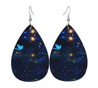 JKDGOJ The darkness of night Pattern Water droplet pendant earrings and leather earrings, suitable as holiday birthday gifts for women