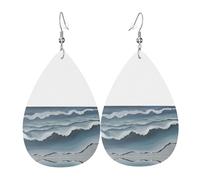JKDGOJ The endless sea Pattern Water droplet pendant earrings and leather earrings, suitable as holiday birthday gifts for women