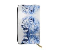 JKDGOJ The Fierce Lion Prints Women's leather long handheld wallet large capacity credit card zipper bag