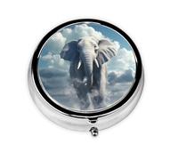 JKDGOJ The Little Elephant on The Clouds Pattern Round Mini Pill Box with 3 compartments for Pill Storage and Portable Travel