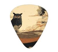 JKDGOJ The owl on the small boat Pattern Guitar plectrum 12 pieces with three thickness plectrum combinations suitable for bass and ukulele