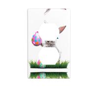 JKDGOJ The rabbit holding an easter egg Prints Dual socket wall panel household power cover durable for decorative sockets and switches