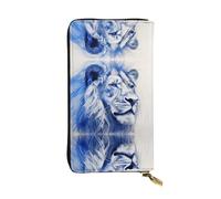 JKDGOJ The Silent Lion Prints Women's leather long handheld wallet large capacity credit card zipper bag