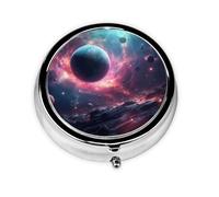 JKDGOJ The Stars are Falling. Pattern Round Mini Pill Box with 3 compartments for Pill Storage and Portable Travel