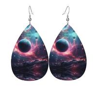 JKDGOJ The stars are falling. Pattern Water droplet pendant earrings and leather earrings, suitable as holiday birthday gifts for women