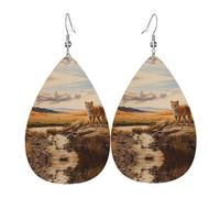 JKDGOJ The tiger is strong. Pattern Water droplet pendant earrings and leather earrings, suitable as holiday birthday gifts for women