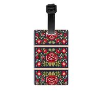JKDGOJ Ukrainian Embroidery Style Rose Pattern Luggage Tags and Travel Bag Tags are Suitable for Both Men and Women to Prevent Luggage