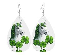 JKDGOJ Unicorn pony Pattern Water droplet pendant earrings and leather earrings, suitable as holiday birthday gifts for women