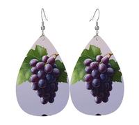 JKDGOJ Watery Grapes Pattern Water droplet pendant earrings and leather earrings, suitable as holiday birthday gifts for women