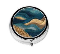 JKDGOJ Waves in The Wheat Field Pattern Round Mini Pill Box with 3 compartments for Pill Storage and Portable Travel