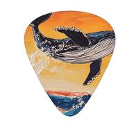 JKDGOJ Whale jumping over the waves Pattern Guitar plectrum 12 pieces with three thickness plectrum combinations suitable for bass and ukulele