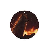 JKDGOJ Wolves in Flames Pattern 6-piece Round Shape car air freshener with hanging type car accessories
