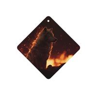 JKDGOJ Wolves in Flames Pattern 6-piece Square car air freshener with hanging type car accessories