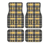 JKDGOJ Yellow Gray Black Plaid Prints Car Floor mats with Anti Slip Front and Rear are Suitable for Cars, Trucks and SUV