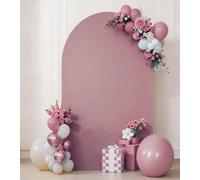 JKDMJF 6.6 FT Dusty Rose Spandex Fitted Arch Backdrop Stand Cover for Wedding Reception Birthday Party Bridal Shower