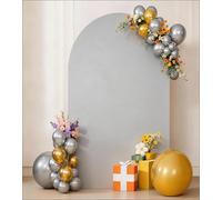 JKDMJF 6 FT Silver Arch Backdrop Cover for Wedding Decor Fitted Spandex Chiara Backdrop Stand Covers for Party Birthday Bridal Shower Engagement Photo Studio Backgrounds Decorations