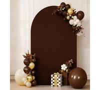 JKDMJF 7.2 FT Brown Arch Backdrop Cover Spandex Fitted Chiara Wedding Arch Backdrop Stand Covers for Party Birthday Bridal Shower Engagement Photo Studio Backgrounds Decorations