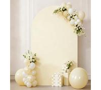 JKDMJF 7.2 FT Ivory Arch Backdrop Cover for Wedding Decor Fitted Spandex Chiara Backdrop Stand Covers for Party Birthday Bridal Shower Engagement Photo Studio Backgrounds Decorations