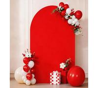 JKDMJF 7.2 FT Red Arch Backdrop Cover Spandex Fitted Chiara Wedding Arch Backdrop Stand Covers for Party Birthday Bridal Shower Engagement Photo Studio Backgrounds Decorations