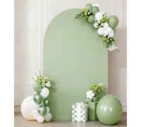 JKDMJF 7.2 FT Sage Green Arch Backdrop Cover Spandex Fitted Arched Backdrops Stand Covers for Wedding Reception Birthday Party Baby Shower Arch Backdrop Decor