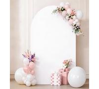 JKDMJF 7.2 FT White Spandex Arch Backdrop Cover - Fitted, Multicolor, for Wedding, Anniversary, Banquet, Photo Shoot