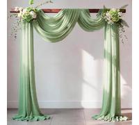 JKDMJF Sage Green Wedding Arch Draping Fabric 29'' X 20FT Sheer Tulle Fabric Chiffon Drapes for Wedding Arbor Ceremony Party Bridal Shower Swag Fabric Decoration | Sage Green 1 Panel