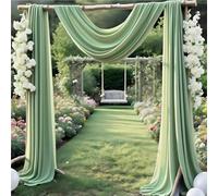 JKDMJF Sage Green Wedding Arch Draping Fabric 29'' X 20FT Sheer Tulle Fabric Chiffon Drapes for Wedding Arbor Ceremony Party Bridal Shower Swag Fabric Decoration | Sage Green 1 Panel