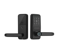 JKDND Smart Indoor Fingerprint Door Lock with Keyless Entry Supports Password/Key/Fingerprint/IC Card/Tuya TTlock App for Wooden Doors and Room Doors.(Black standardized)