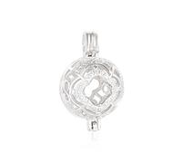 JKEIO 925 Sterling Silver Ball Cage Pendant Pearl Locket for 6-11mm Round Pearl Pendant Finding for Handmade Jewelry Making(Platina Color)
