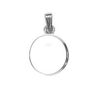 JKEIO 925 Sterling Silver Bezel Tray Pendant Bezel Cups fit 16mm Round Cabochons Setting for Necklace Jewelry Making