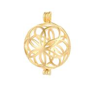 JKEIO 925 Sterling Silver Flower Pearl Cage Openable Hollow Cage Lockets Pendant Cage Charm Pendants for DIY Necklace Jewelry Making Women's Gift(Frosted Gold)