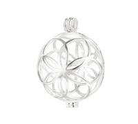 JKEIO 925 Sterling Silver Flower Pearl Cage Openable Hollow Cage Lockets Pendant Cage Charm Pendants for DIY Necklace Jewelry Making Women's Gift(Platinum Color)