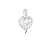 JKEIO 925 Sterling Silver Heart Pearl Cage Openable Hollow Cage Lockets Charm Pendants for DIY Necklace Jewelry Making Women's Gift(Platina Color)