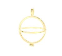 JKEIO Pearl Cage Open Hollow Locket Hold 8-11mm Ball 925 Sterling Silver Lockets Charm Pendan for Bracelet Necklace(Gold Color)