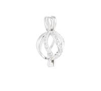 JKEIO Solid 925 Silver CZ Ball Cage Charm for 4-8mm Pearls and Gemstone Pendant Setting Handmade Lockets Charm for Bracelet Necklace Craft(Platina Color)