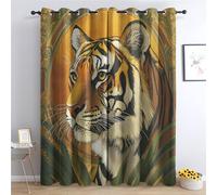 Jkepztyl Tiger Curtains for Bedroom, Wildlife Blackout Curtains for Living Room 52 x 54 Inch, Safari Eyelet Curtains Thermal Insulated Window Curtains & Drapes Decor 2 Panels