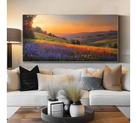 JKEVCBIAX Abstract Sunset Wall Art-Painting Landscape Art Mountain Flower Oil Painting Canvas Wall Art Office Decor Large Wall Decor(55x110cm/No frame)