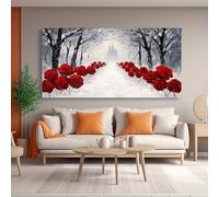 JKEVCBIAX Abstract Wall Art-Winter Rose Path Modern Canvas Wall Decoration, Minimalist Artwork Home Decor Flat Prints Artwork(80x160cm/No frame)