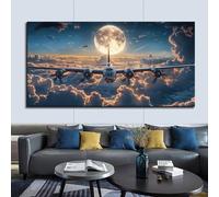 JKEVCBIAX Aircraft & Dream Clouds Canvas Art Print -Wall Decor with Vintage Biplane Design, Modern Living Room Home Wall Decor Print(50x100cm/No frame)