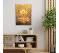JKEVCBIAX Artwork Featuring Showcasing a Golden Lotus Design Inches And Boasts Vibrant Home Decor Artwork(60x90cm/No frame)