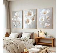 JKEVCBIAX Beige Peony Flower Canvas Print Set-Nordic Modern Wall Art Home Decor Highquality Print,Home Decor Wall Art(40x60cmx3/No frame)